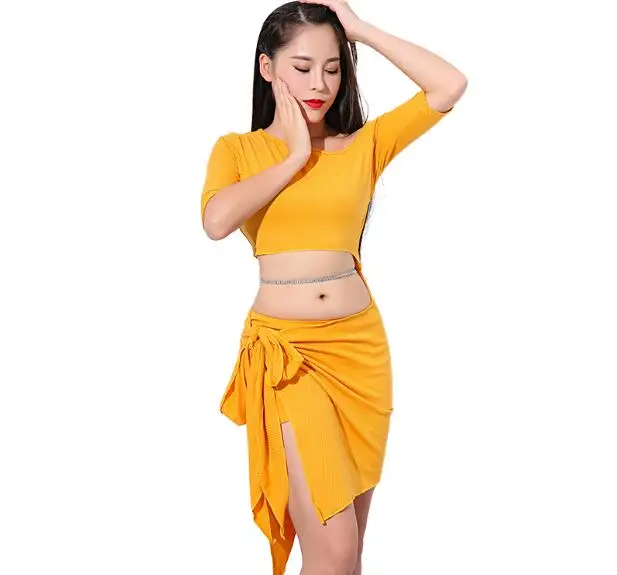 

Autumn Winter New Arrival 2 Piece Set Women Dance Show Wear Belly Dacing Practice Clothes Caramel Easy Is Simple