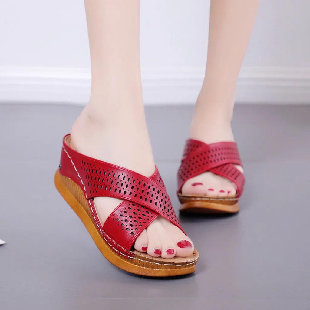 platform thick heel casual slippers