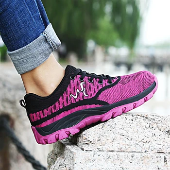 

YD-EVER Big Size Pink Fashion Women Work Safety Shoes Steel Toe Casual Work Shoes Women Lace up Outdoor Work Safety Boots Wom