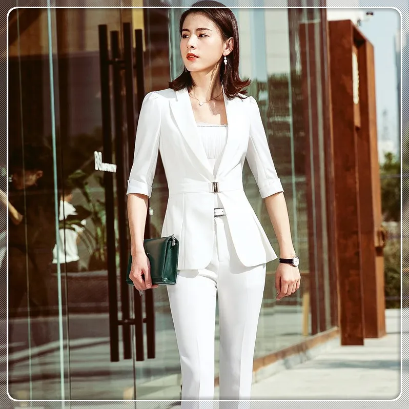 Ne Style Fashion Ladies White Blazer Women Business Suits Formal Office ...