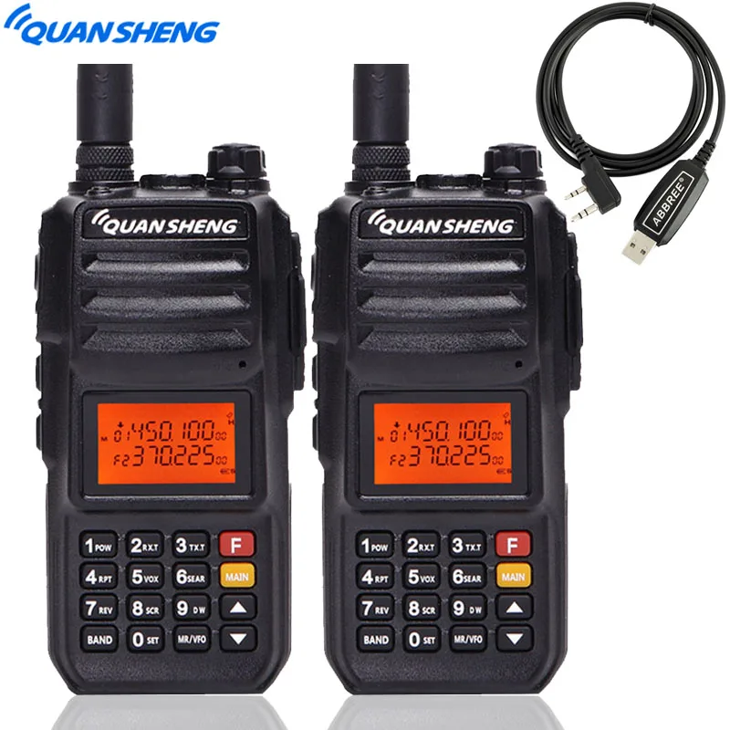 

2Pcs QuanSheng Upgrade TG-UV2 Plus 10W Long Range 4000mAh VHF UHF Dual Band Walkie Talkie Long Standby Portable Two Way Radio