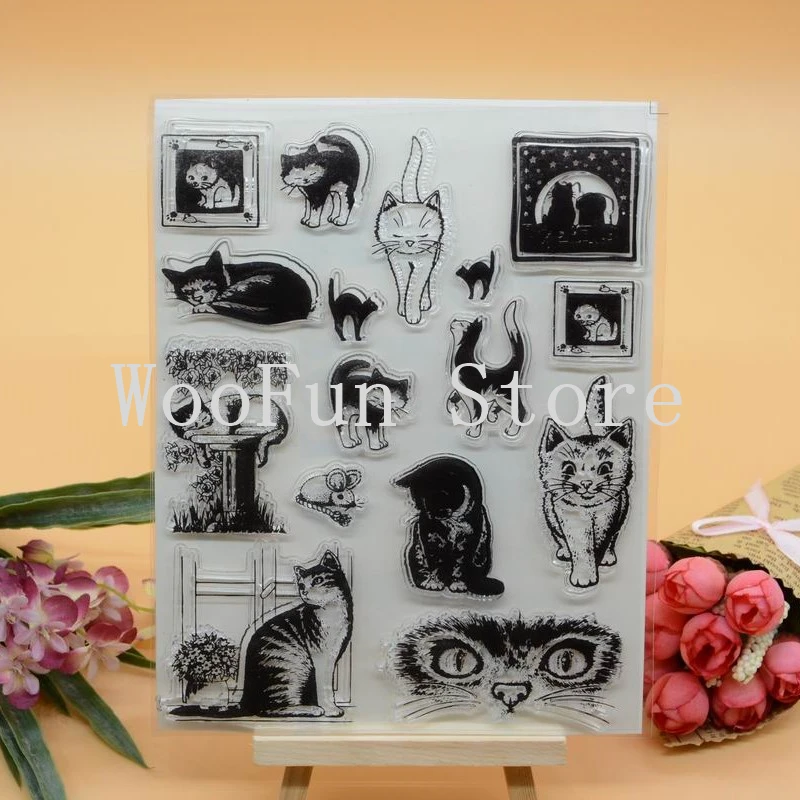 Cat Rubber Clear Stamp for Card Making Decoration and Scrampbooking