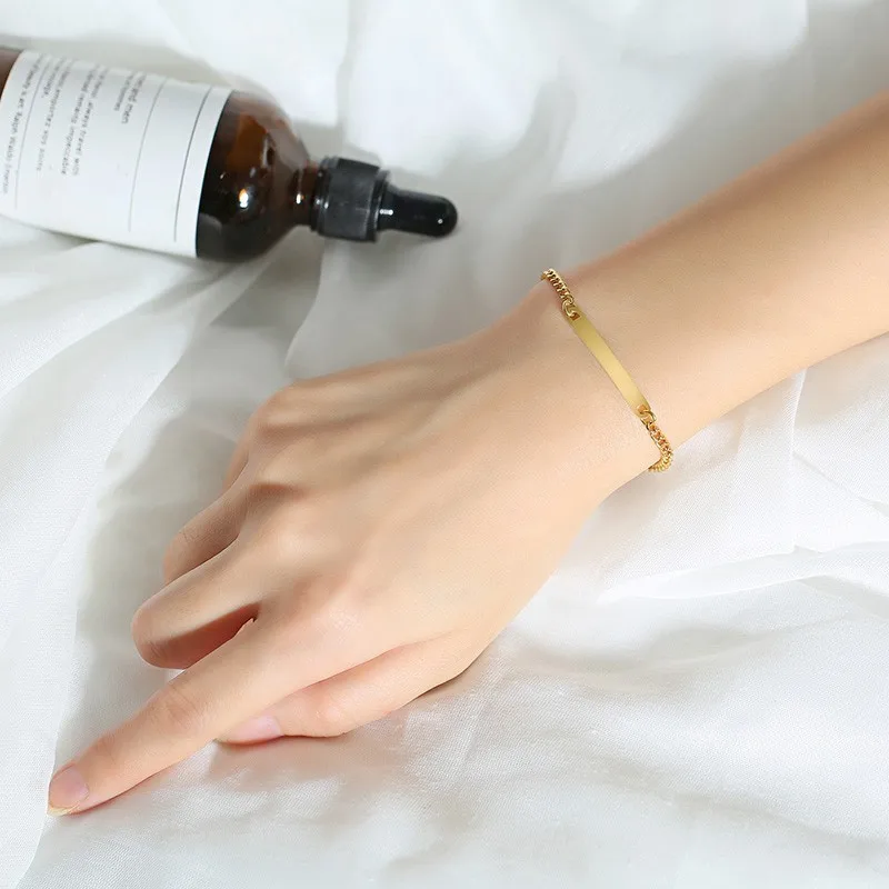Vnox الذهب لهجة ID علامة سوار للنساء رجل مخصص شحن نقش اسم الحب تاريخ الفولاذ المقاوم للصدأ وعد pulseira زوجين هدايا
