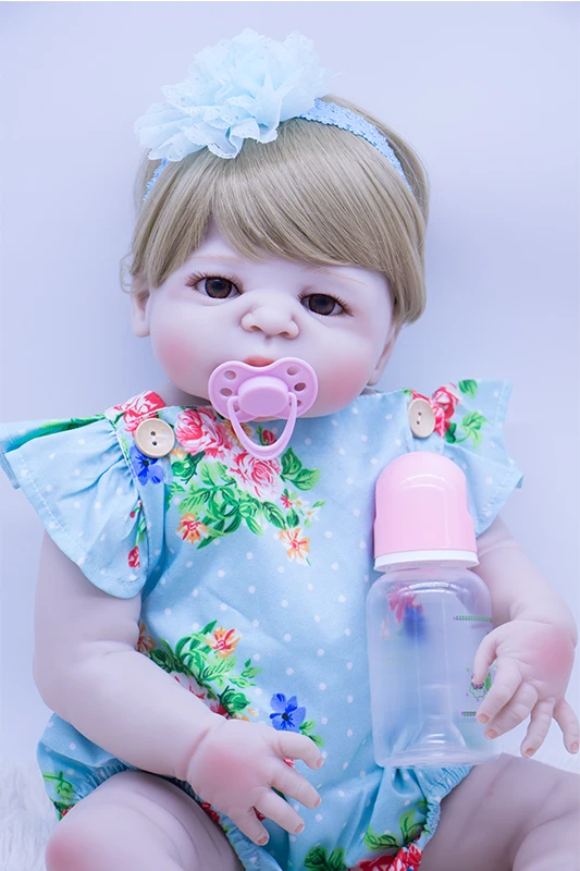Hot-selling blonde blue-eyed reborn doll realistic silicoen baby doll vinyl girl toy most wanted Christmas gift for children