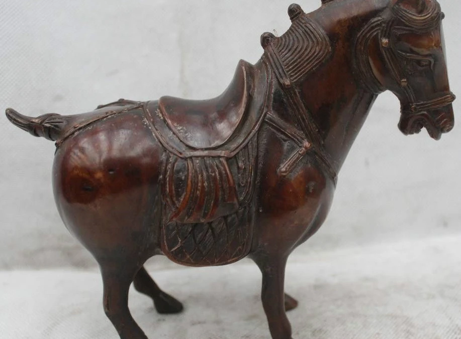 

6" China Chinese Folk Fengshui Bronze success Stand Zodiac Year Horse Statue
