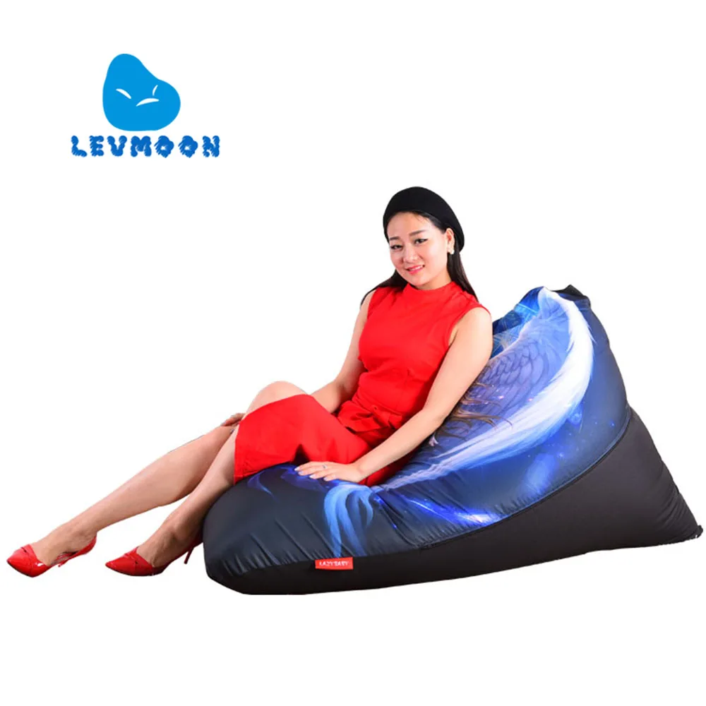 LEVMOON Beanbag Sofa Chair Blue Angel Seat Zac Comfort Bean Bag Bed Cover Without Filler Cotton