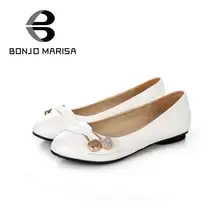 BONJOMARISA New Ballet Stylish Rhinestone Metal Decoration Pleated Slip-On Round Toe Flat Shoes Woman Casual Dress Flats FL108