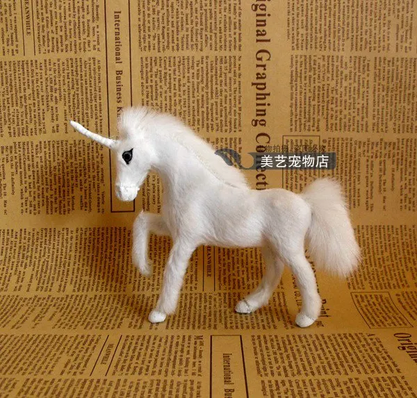

simulation small unicorn 15x3x11cm toy model polyethylene&furs white unicorn model home decoration props ,model gift d048