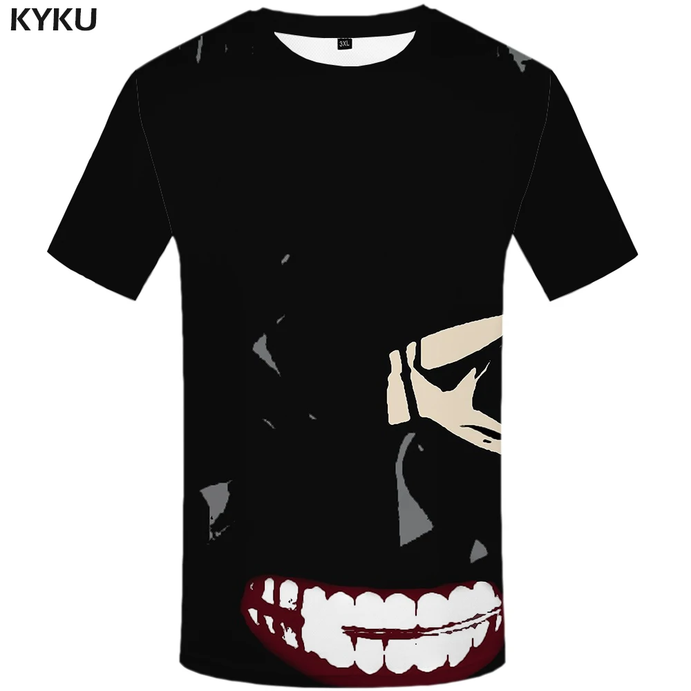 

KYKU Brand Tokyo Ghoul T-shirt Men Black Shirt Print Cartoon Tshirt Printed Japan Tshirts Casual Gothic Anime Clothes