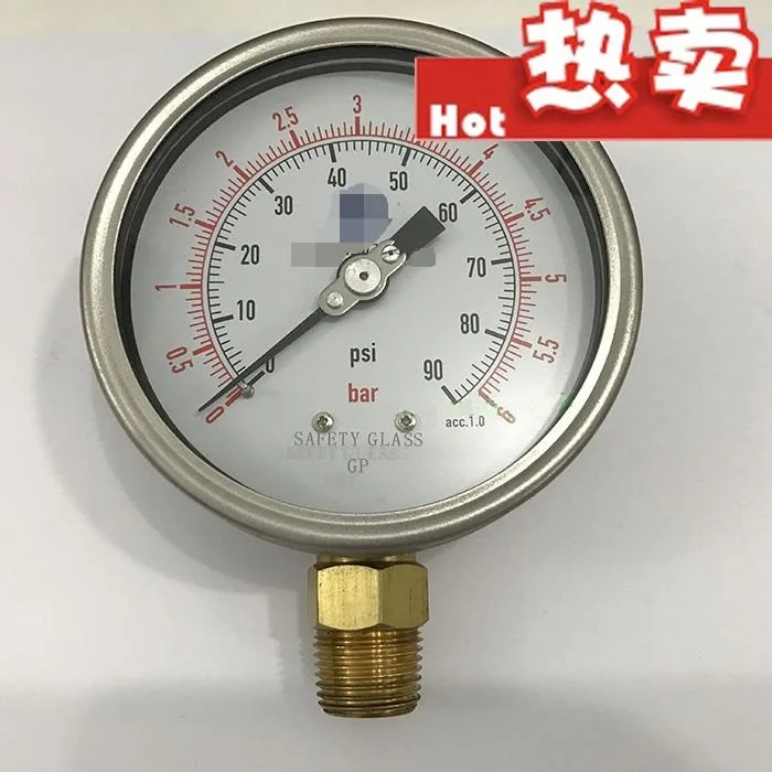 

100mm double scale 0-90PSI/0-6BAR Stainless Steel Pressure Gauge
