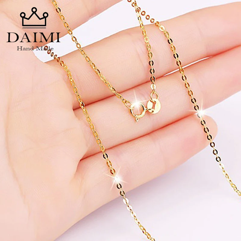 Daimi Genuine 18k White Yellow Gold Chain Necklace Pendant 18 Inches Au750 Jewelry Necklace Women Fine Gift Wholesale Chain Necklaces Aliexpress