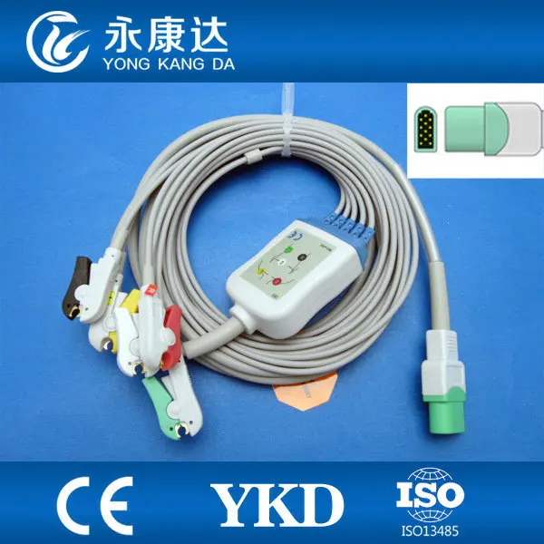

Free Shipping One piece 5-leads ECG cable with IEC Clip Compatible for Datascope Mindray