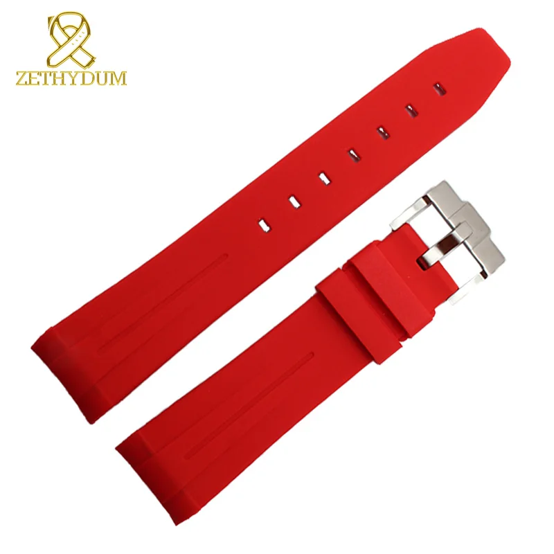 Silicone Rubber bracelet 20mm 21mm watchband sport watch strap curved interfaces wristband waterproof accessories belt 