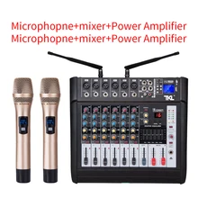 6 канальный цифровой микрофон усилитель звукового микшера консоли Мощность профессиональный звуковой микшер караоке с USB