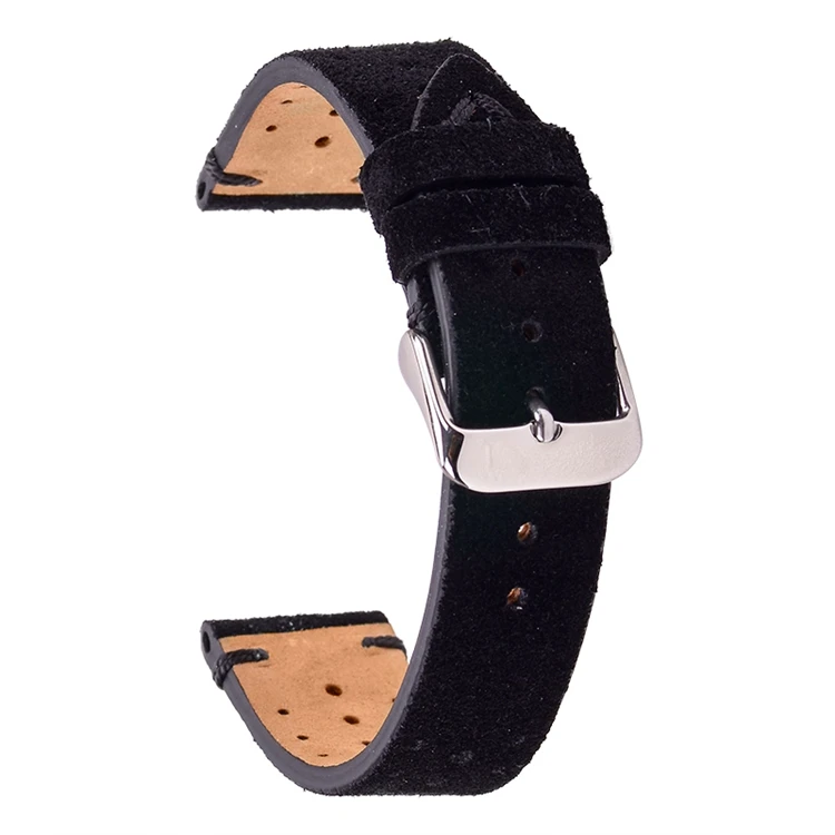 EACHE высокое качество замша гоночный кожаный ремешок для часов светильник коричневый темно-коричневый ремешок для часов 18 мм 20 мм 22 мм - Цвет ремешка: Black