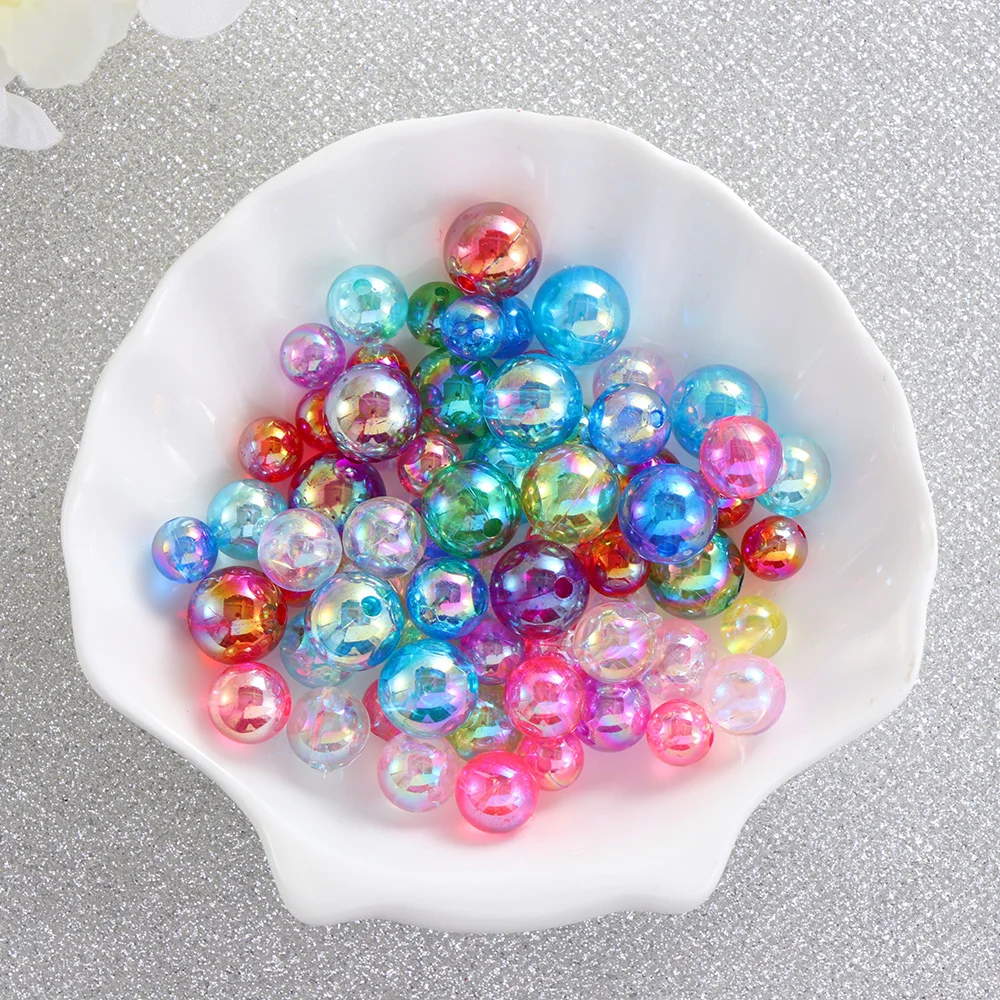 NEW 50pcs 8mm Colorful DIY Beads Round Acrylic Handmade Beads with Hole for Craft Making DIY Bracelet Necklace