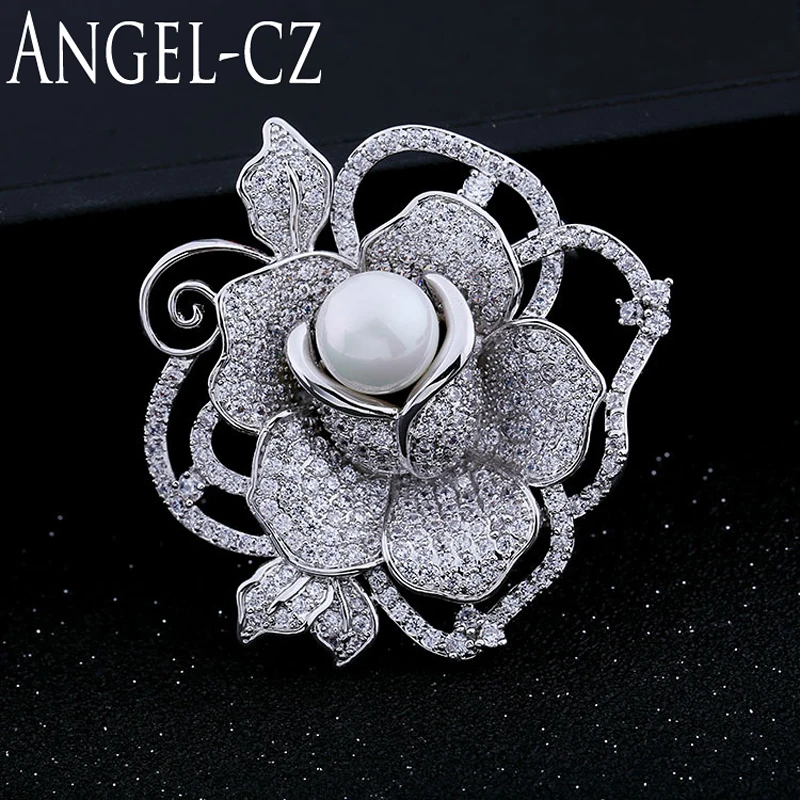 Роскошная женская свадебная бижутерия ANGELCZ с микрозакрепкой большая брошь в виде
