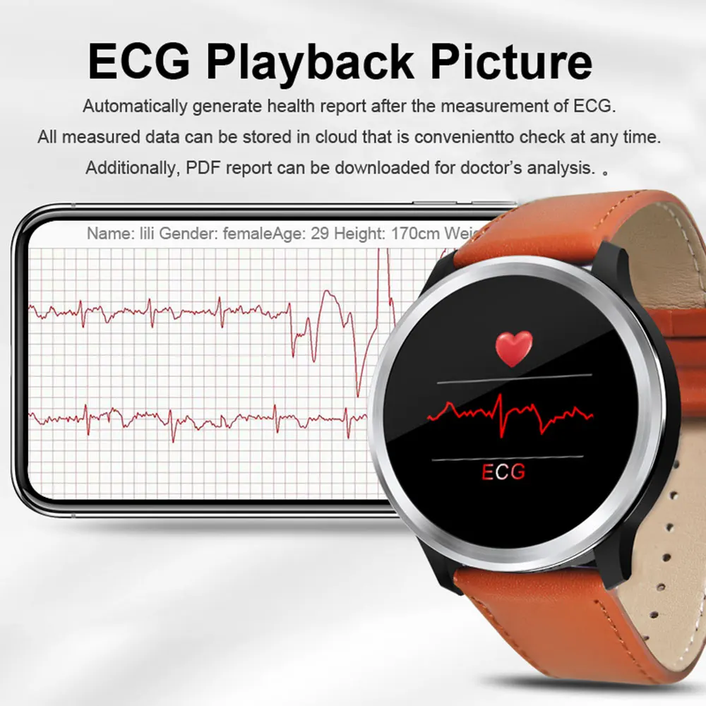 E18 наручные часы водонепроницаемые Смарт HRV отчет артериального давления браслет PPG ЭКГ Smartwatch для Android часы соединяющиеся со смартфоном монитор