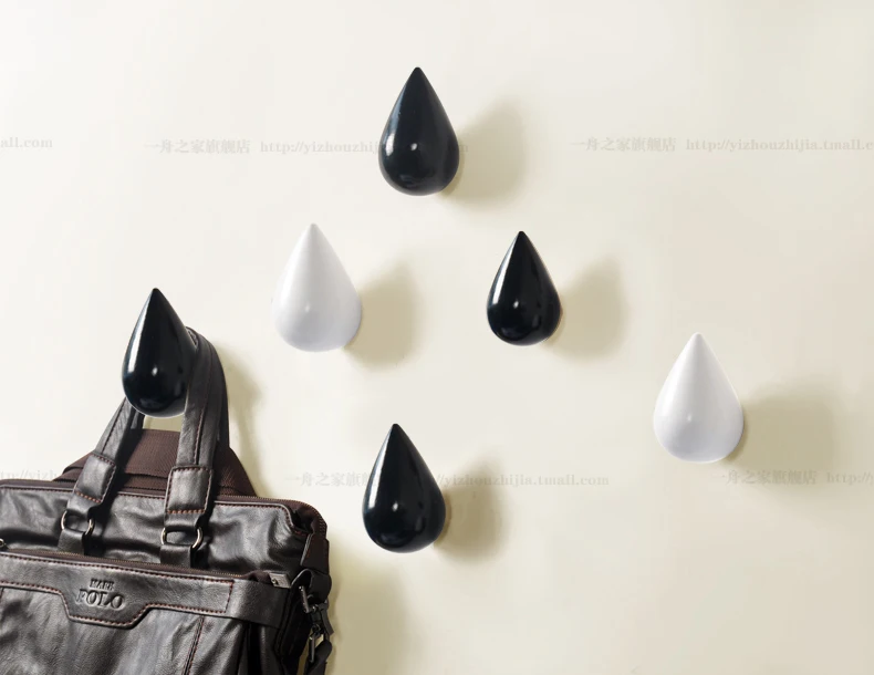 Resin  Hanger Chic Water Drop Bathroom Door Coat Hat Single Hook Holder Home Storage Hooks Wall Decoration