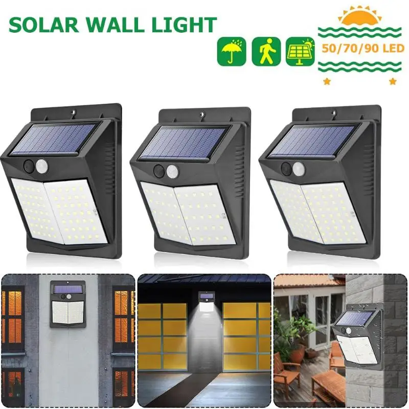 

50/70/90/100 LED Solar Light PIR Motion Sensor Outdoor Garden Light Decoration Fence Stair Pathway Yard Security Solar Lamp