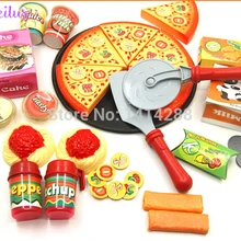 Пластиковые обучающие и Обучающие Классические игрушки, игровой домик для малышей, подарок на день рождения, пицца, разделочная еда, игрушки, ролевые игры, кухонные игрушки