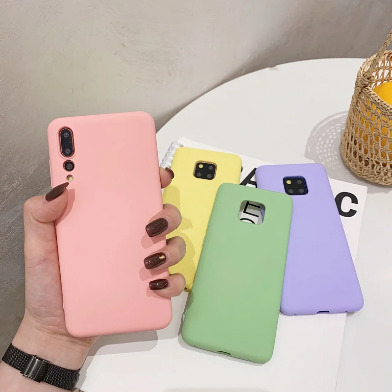 

Solid Candy Color TPU Rubber Case For Huawei Mate 20 P20 Pro P30 Honor 10 Lite 8X View 10 V10 V20 P10 Plus Nova 3 3i Matte Cover