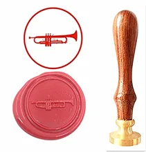 Music Instrument Trumpt Vintage Custom Picture Logo Luxury Wax Seal Sealing Stamp Brass Peacock Metal Handle Gift Set