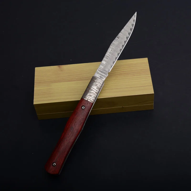 small damascus tactical folding knife puer tea needle collection knife (5)