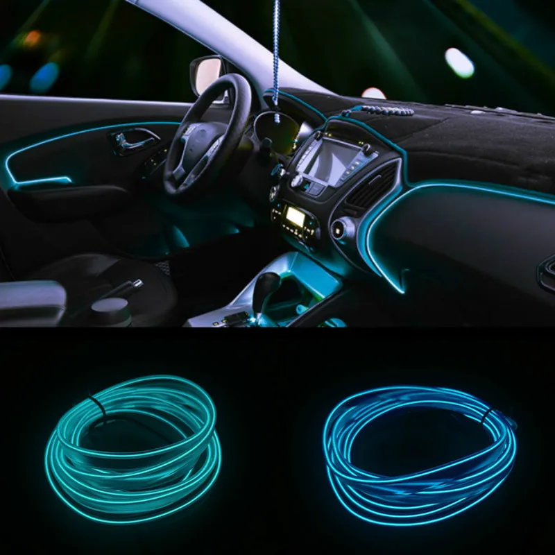 

JURUS 1Meter Decorative Car Lights Interior Auto Ambient Light Flexible LED El Cold Light Neon Line Dashboard Car Door Light