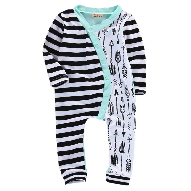 

Infantil Toddler Newborn Baby Girl Baby Boy Unisex Stripe Arrow Cotton Blend Romper Casual Jumpsuit Outfits