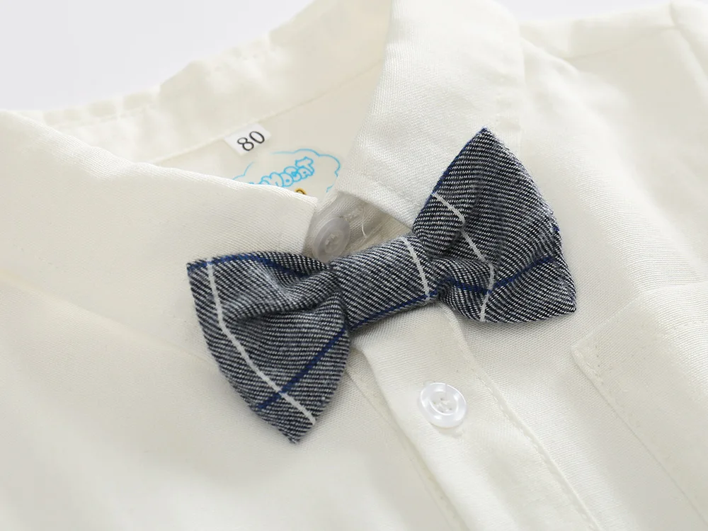 Kimocat/Одежда для новорожденных мальчиков; комплект из 2 предметов; однотонные комбинезоны+ клетчатые комбинезоны; Детский костюм британского джентльмена с галстуком-бабочкой; комплект одежды для мальчиков