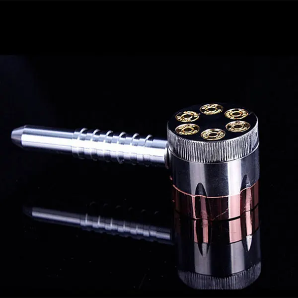 

Revolver Pipe Weed Grinder Six Shooter Smoking Creative Tobacco Cigarette Herb Grinder Smoke Crusher H99F