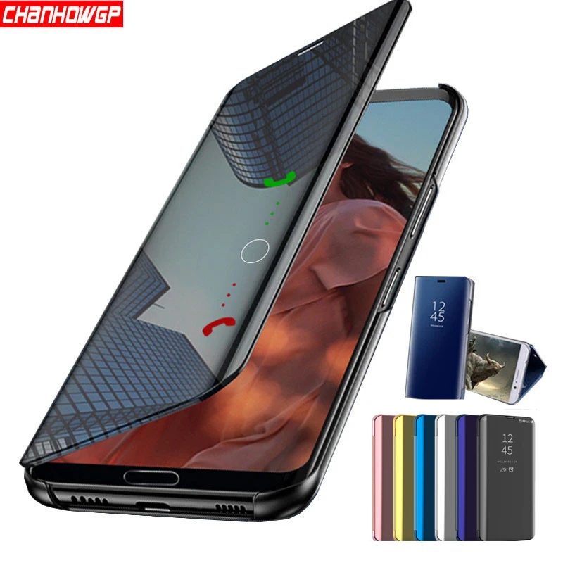 Зеркальный флип чехол для Huawei P Smart P20 P10 Mate 10 20 Plus Pro P9 P8 NOVA 2i 3e Honor V10 9 8 Lite 7A 7C Y7 Y6 Y5 Prime