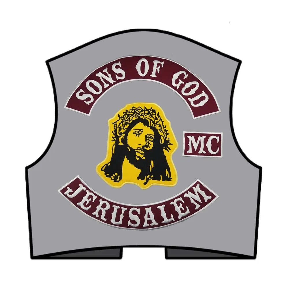 Sons of God Jerusalem New MC Motorcycle Biker Embroidered Iron On Back of Jacket Patch DIY Eco-Friendly Free Shipping(5)
