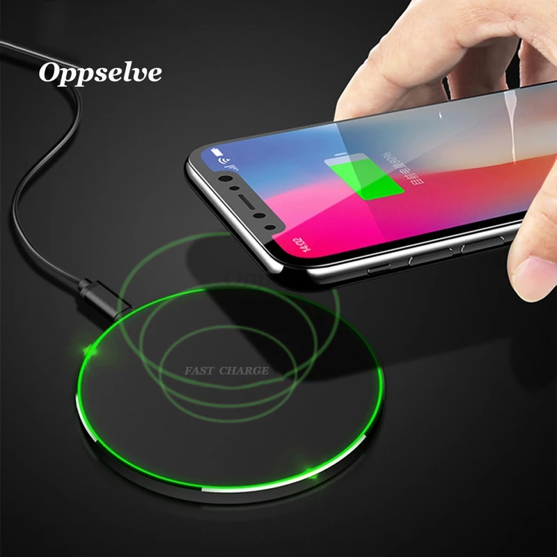 

Oppselve Qi Wireless Charger for iPhone Xs X XR 8 10W Fast Wireless Charging Pad For Samsung Galaxy S8 S9 S7 N8 Wireless Charger
