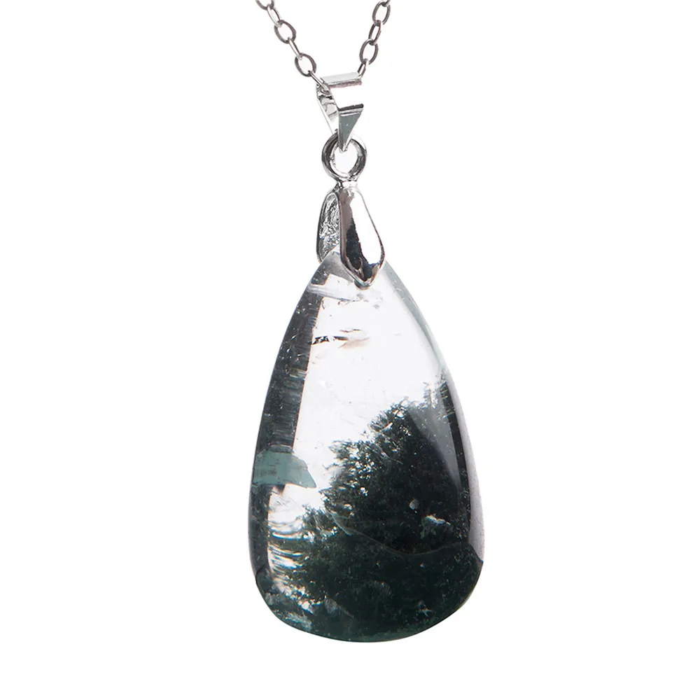 

Fashion Ghost Gem Bead Pendants Natural Stone Green Phantom Quartz Healing Crystal Water Drop Jewelry Pendant Necklace