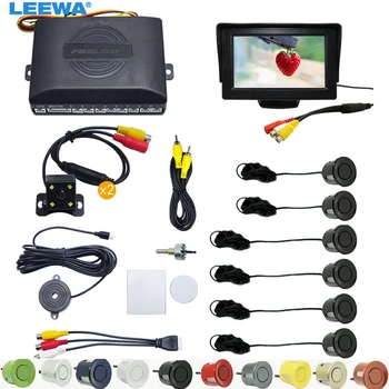 

LEEWA Car 4.3" LCD Monitor + 6-Sensor Radar + 2pcs 4-LED CCD Camera Dual Visual Rearview Video Parking Sensor System #CA1013
