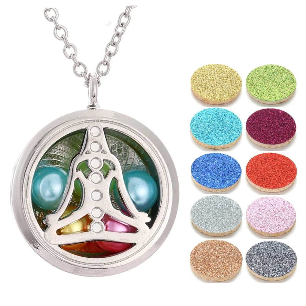 Yoga Chakra Pearl Cage Locket Pendant Necklace Living Memory Floating Charms Aroma Essential Oil Diffuser Gift | Украшения и