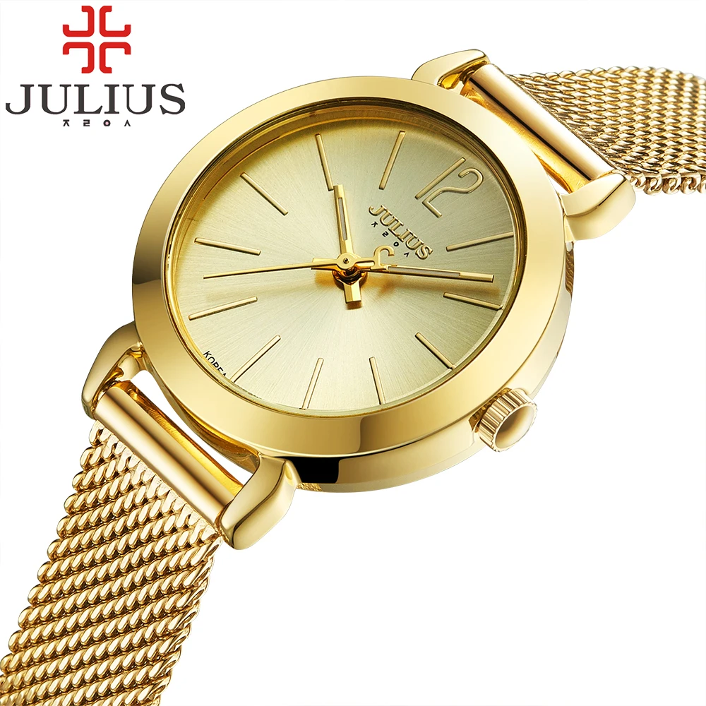 JULIUS Brand Fashion Women Watches Clock Luxury Steel Gold Ladies Watch
