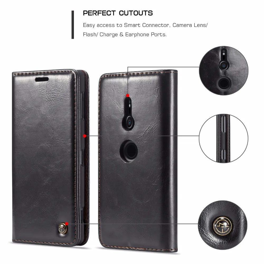 Роскошные чехлы для телефонов для sony Xperia XZ3 кожаный чехол для sony Z3 Z4 Z5 двойного Магнитная подставка чехол-бумажник держатель для карт