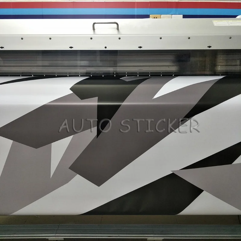 Black white gray Big Camo Vinyl Car Wraps 7