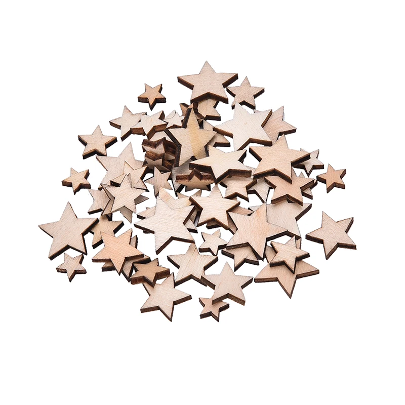 

Wholesale 100Pcs Romatic Style Wood Star Chipboard Fashion Wooden Home Decorations DIY Christmas Party Scrapbooking