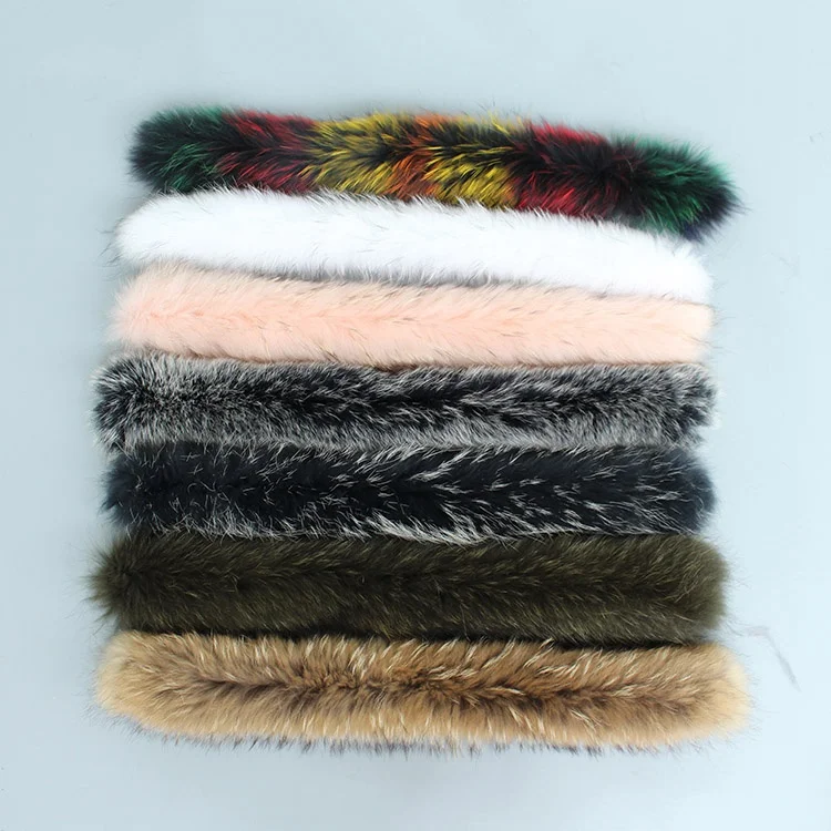 

colors natural real raccoon fur hoody trim collar for parkas and winter coat jackets hooded genuine fur collar scarves femme