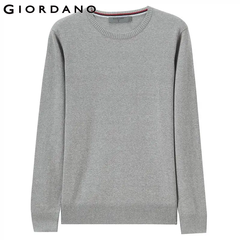 Giordano мужской пуловер с круглым воротом и длинными рукавами из натурального хлопка, имеется несколько разных вариантов данной модели - Цвет: 06Grey