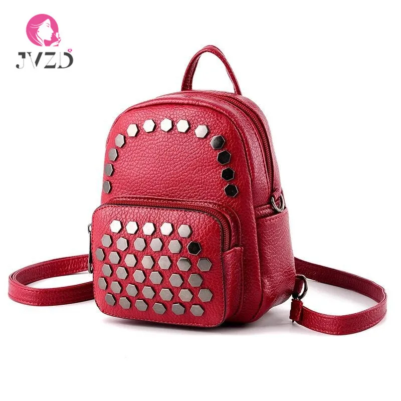 

JVZD Fashion Women's Backpack, PU Leather Rivet Student Bag, Multi-function Travel Backpack
