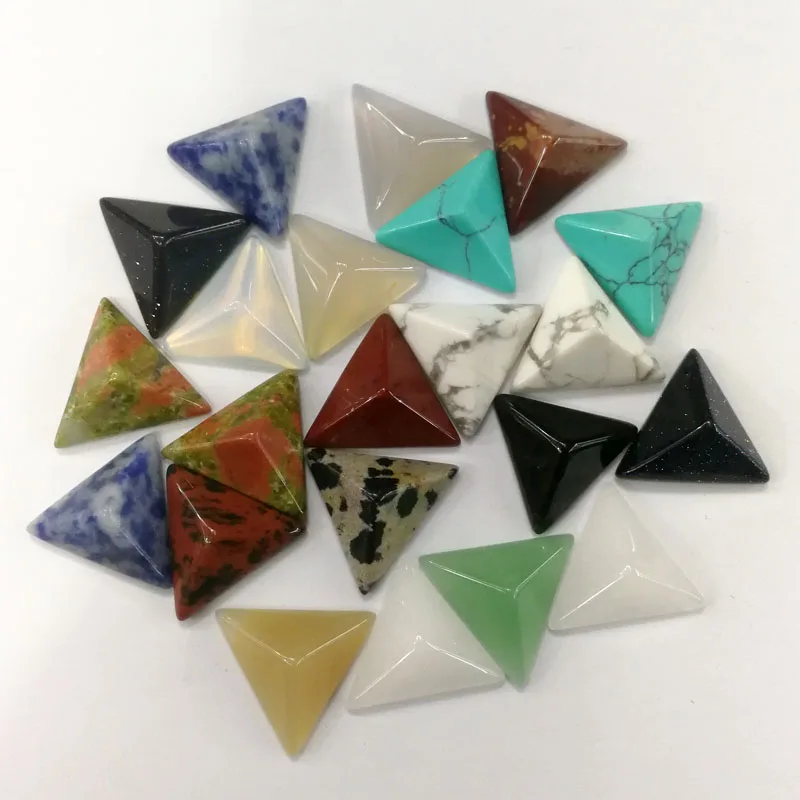 

fashion 16MM 24Pc Natural Stone mixed Triang cabochon for jewelry making bead Necklace Earring accessories Free shipping no hole
