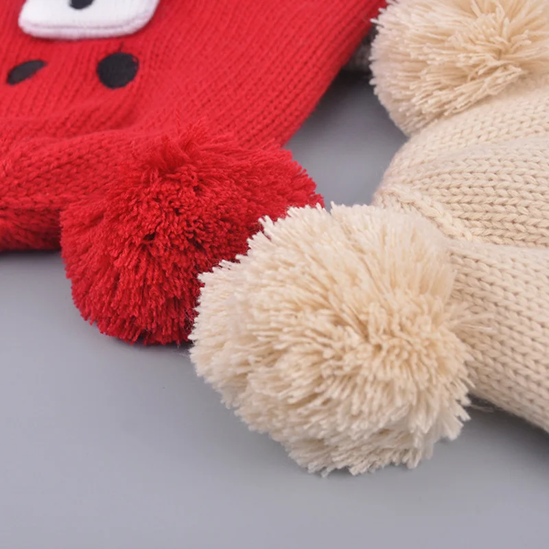 Soft Warm Bear Beanie Hat For Baby Boys Girls Cute Cartoon Kids Hat With Pompom Knitted Double Layer Velvet Winter Baby Hat New  (6)