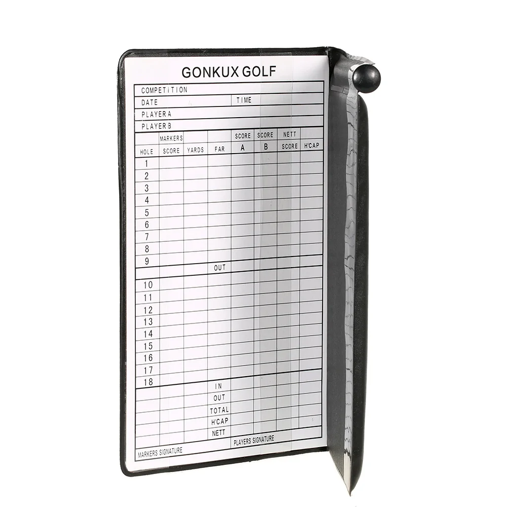 

GONKUX Golf Score Tracker Golf Stat Notebook Score Tracking Card Scorecard Holder with Pencil Golf Accessories Training Aids