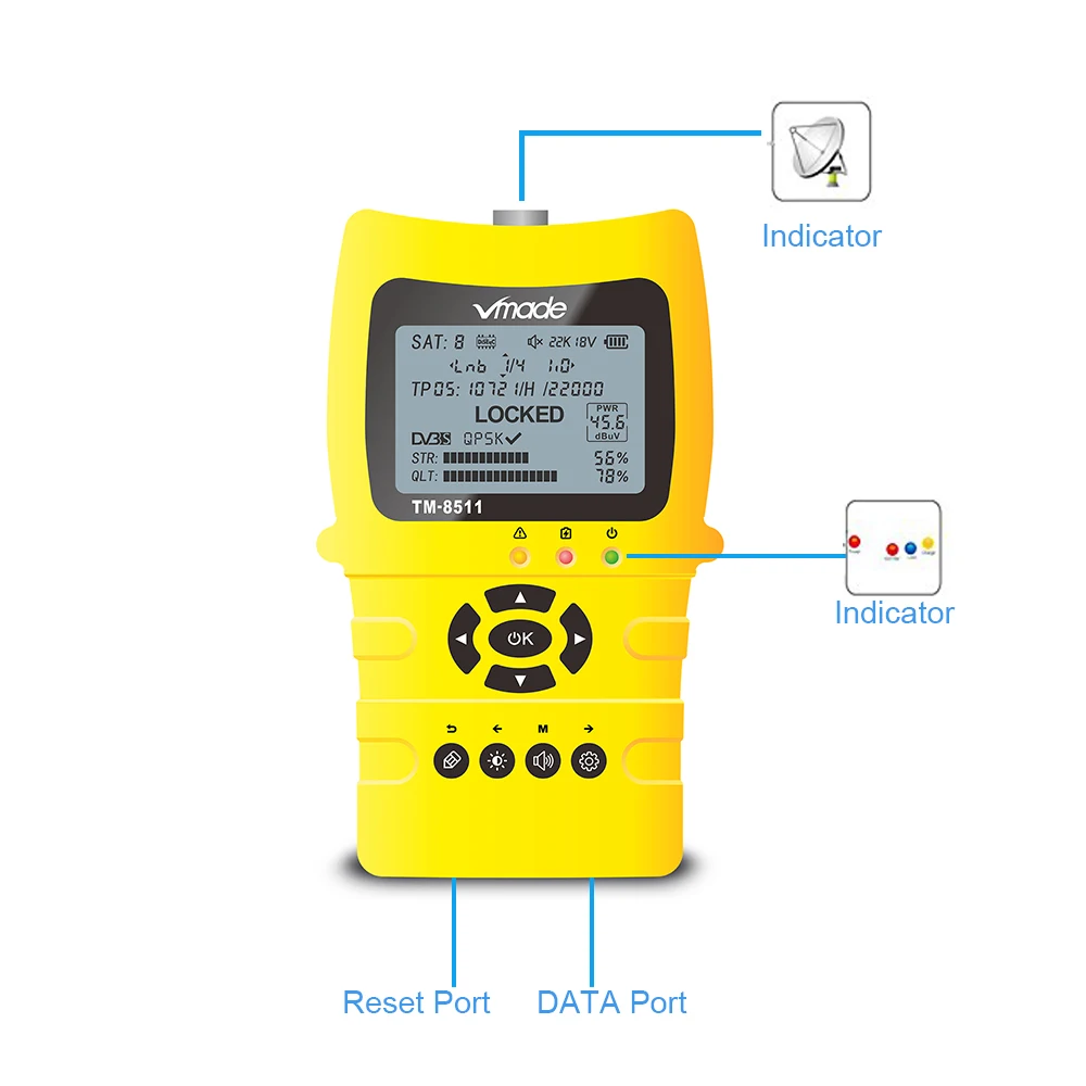 Satlink TM-8511 цифровой спутниковый искатель 2,2 дюймов ЖК-дисплей поддерживает DVB-S2 FTA DVB-S WS-6933 спутниковый измеритель