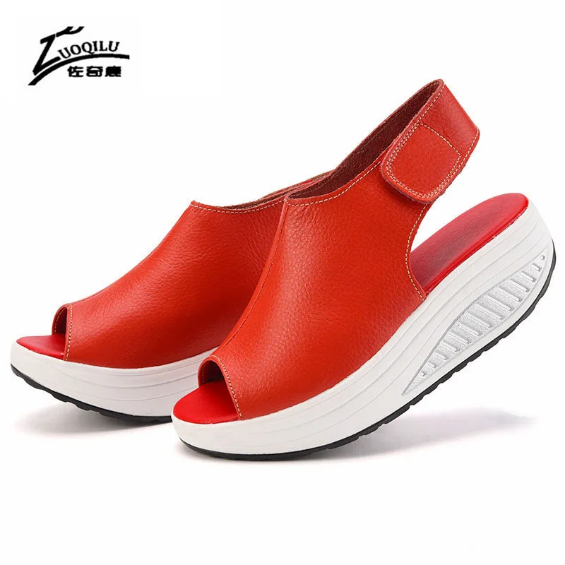 2017 Summer Women Sandals Leather Casual Peep Toe Swing